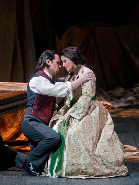 Mariusz Kwiecien as Enrico and Anna Netrebko in the title role of Donizetti's "Lucia di Lammermoor." Photo: Ken Howard/Metropolitan Opera