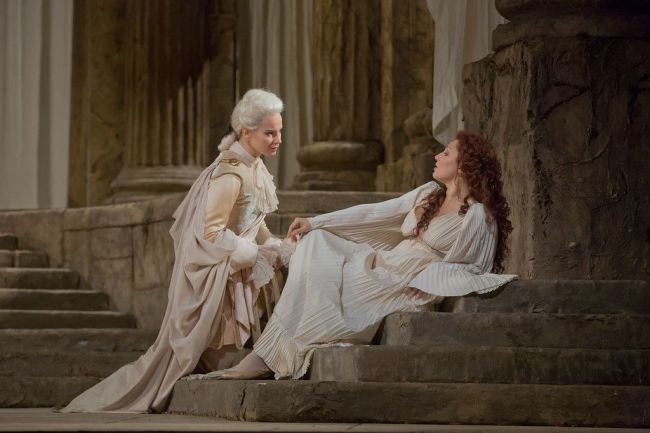 Elīna Garanča as Sesto and Barbara Frittoli as Vitellia in Mozart's "La Clemenza di Tito." Photo: Ken Howard/Metropolitan Opera Taken during the rehearsal at the Metropolitan