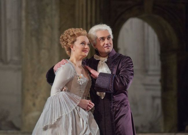 Lucy Crowe as Servilia and Giuseppe Filianoti as Tito in Mozart's "La Clemenza di Tito." Photo: Ken Howard/Metropolitan Opera