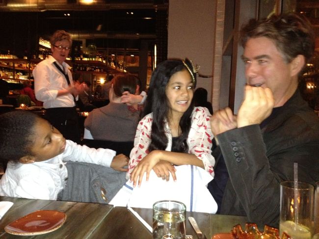 Layla & Grace at dinner before the show with Nick