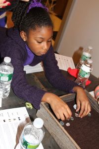 Grace checking out the geodes