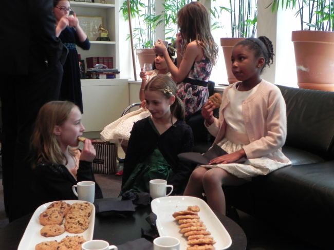 Lia, Jordan and Grace having some refreshments