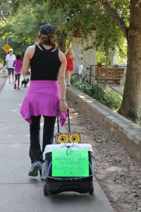 Roula dragging the cooler & cheetah opera boom box 