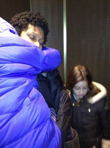 Grace konked out with Lexi in the elevator