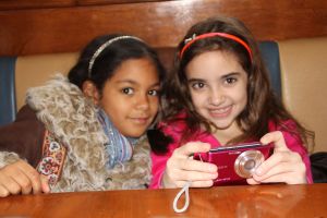 Layla & Lexi looking at pics 