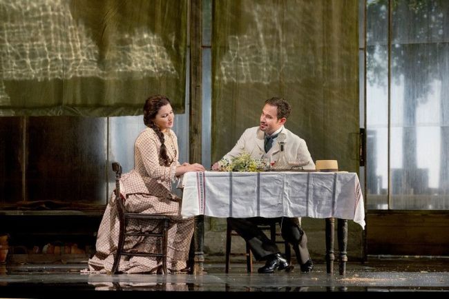Anna Netrebko as Tatiana and Mariusz Kwiecien as the title character of Tchaikovsky's "Eugene Onegin." Photo: Ken Howard/Metropolitan Opera