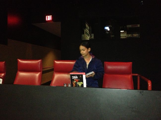 Layla setting up the theatre