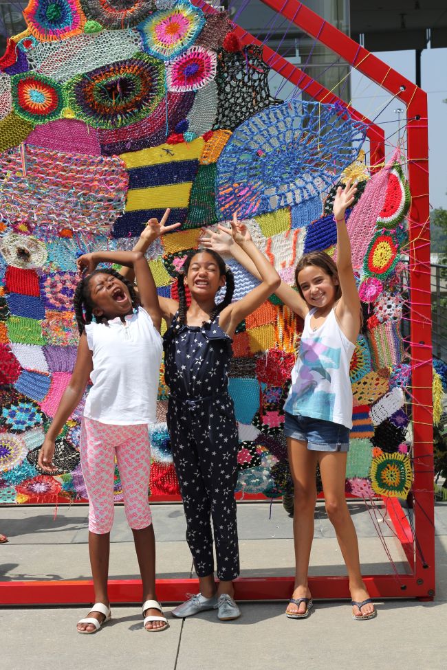 Layla, Lexi and Grace at the High Museum Kids Audio Guide Table Read 