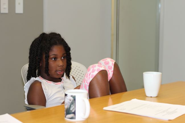 Layla, Lexi and Grace at the High Museum Kids Audio Guide Table Read 