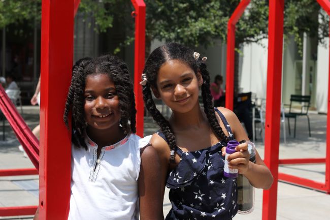 Layla, Lexi and Grace at the High Museum Kids Audio Guide Table Read 