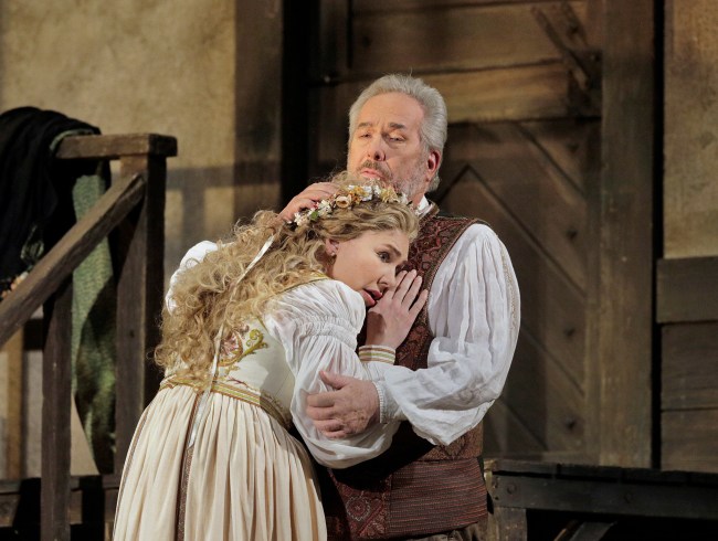 Annette Dasch as Eva and James Morris as Hans Sachs in Wagner's Die Meistersinger von Nürnberg. Photo: Ken Howard/Metropolitan Opera