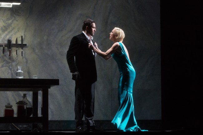 Mikhail Petrenko as Bluebeard and Nadja Michael as Judith in Bartók's Bluebeard's Castle. Photo: Marty Sohl/Metropolitan Opera