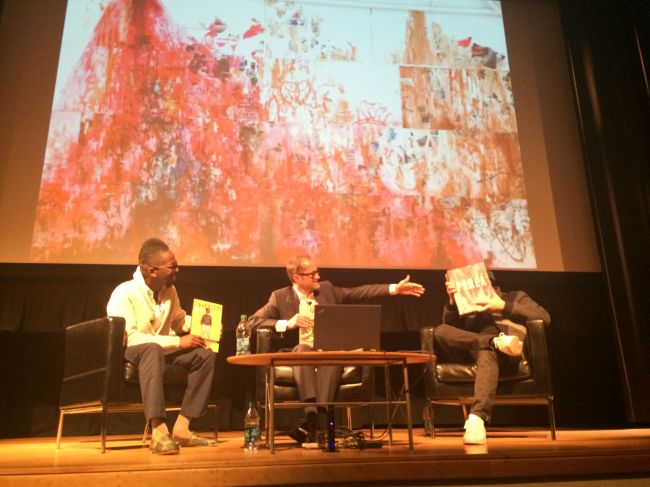 Fahamu, Michael and Jose with a gallery installation by Jose Parla