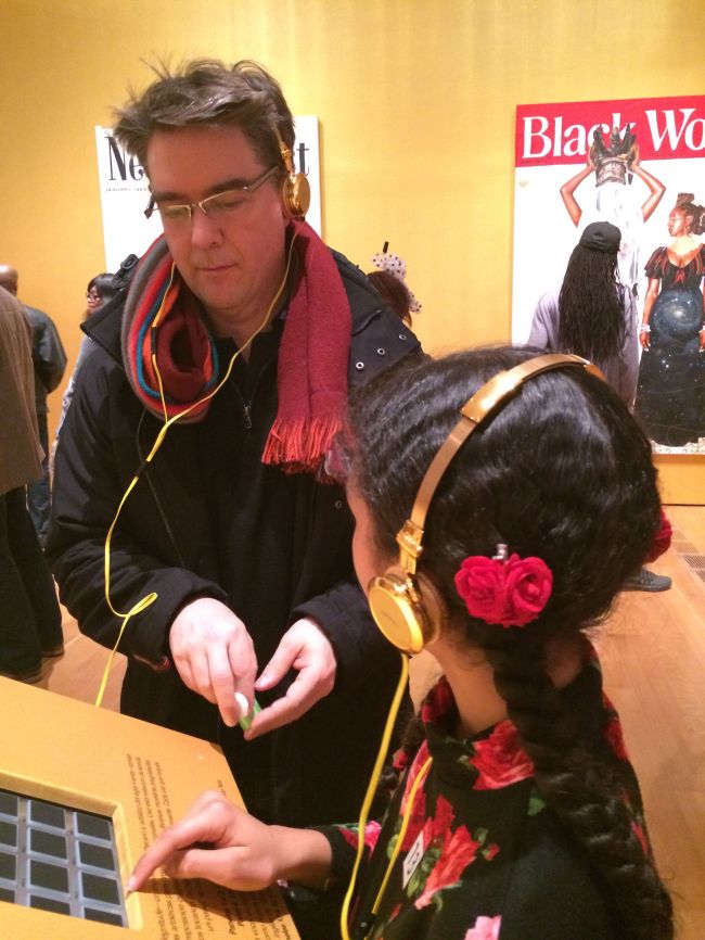 Nick and Layla with Fahamu's interactive music piece 